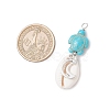 5Pcs 5 Styles Natural Cowrie Shell & Dyed Synthetic Turquoise Turtle Copper Wire Wrapped Pendants PALLOY-JF04034-02-2