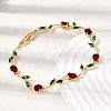 Leaf Brass Micro Pave Cubic Zirconia Link Chain Bracelets for Women LS-BJEW-D455-01G-04-3