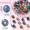 32Pcs 8 Colors Bohemian Style Printed Schima Wood Beads WOOD-YW0001-93-3