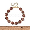 Natural Sesame Jasper & Brass Spacer Beads Beaded Bracelets for Women BJEW-JB14112-04-4