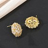 Dome-Shaped Brass & Clear Cubic Zirconia Ball Stud Earrings KK-CBA36A2-07G-3