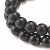 2Pcs 2 Style Synthetic Hematite & Black Stone & Natural Obsidian Stretch Bracelets Set with Cubic Zirconia Skull BJEW-JB08120-04-6