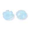 Transparent Spray Paint Glass Bead Caps GLAA-H035-04J-2
