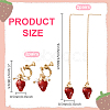 4Pairs 2 Styles Alloy Strawberry Clip-on Earrings & Chain Tassel Ear Thread EJEW-HY0001-10-2