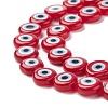 Handmade Evil Eye Lampwork Flat Round Bead Strands LAMP-L058-10mm-21-3