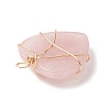 Natural Rose Quartz Copper Wire Wrapped Pendants PALLOY-JF02042-01-3