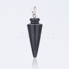 Natural Dyed & Heated Black Agate Pendants G-P236-09-2