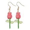 Stainless Steel Glass Flower Dangle Earrings EJEW-MZ00574-04-2