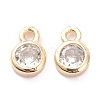 Brass Micro Pave Clear Cubic Zirconia Charms Pendants ZIRC-K086-23LG-1