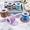 5 Rolls 5 Colors Segment Dyed Nylon Rattail Satin Cords NWIR-FH0001-04A-4