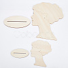 2 Sizes Hair Bun Girl Wooden Head Child Silhouette Stands ODIS-WH0030-15B-3