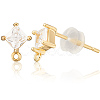4 Pair Brass Micro Pave Cubic Zirconia Stud Earring Findings KK-BBC0020-01-7