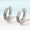 Brass Micro Pave Cubic Zirconia Hoop Earrings KK-CBA8324-24P-03-3