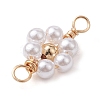 Imitated Pearl Acrylic Beaded Copper Wire Wrapped Connector Charms PALLOY-JF02593-3