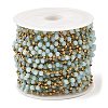 Rondelle Glass Beaded Link Chains CHS-G028-07G-04-3