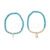 2Pcs Synthetic Turquoise Beads Stretch Bracelets BJEW-JB13415-03-2