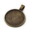 Flat Round Tibetan Style Alloy Pendant Cabochon Settings TIBEP-S293-051AB-LF-2