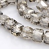 Half Plated Clear Glass Faceted Cube Beads Strands GLAA-A031-6mm-HP03-1