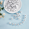 20Pcs White Cube Letter Silicone Beads SIL-YWC0003-06W-3