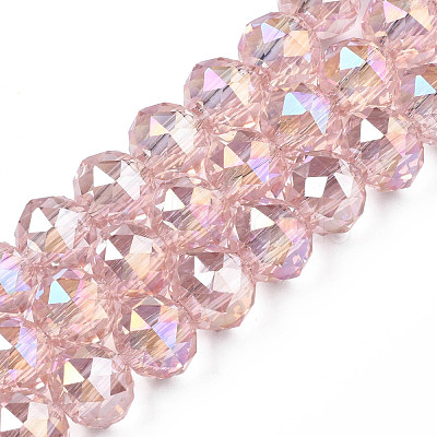 Transparent Crackle Glass Beads Strands GLAA-N051-07-1