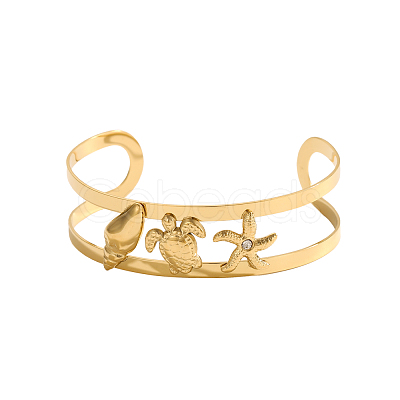 Marine Theme Stainless Steel Cuff Bangles STAS-OY011-43G-1