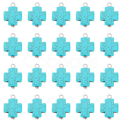 20Pcs Dyed Synthetic Turquoise Pendants PALLOY-TADJ00005-1