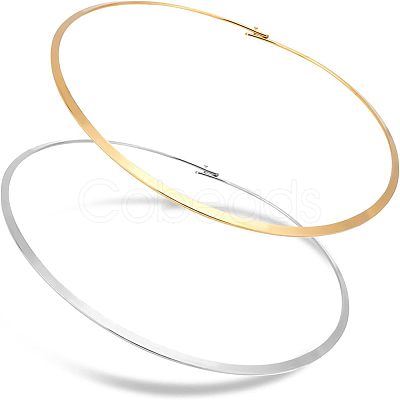 Unicraftale 2Pcs 2 Colors 304 Stainless Steel Wire Wrap Collar Necklaces Set for Women NJEW-UN0001-34-1