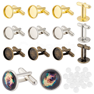 PandaHall Elite 24Pcs 3 Style Rack Plating Brass Cufflinks KK-PH0006-69-1