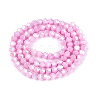 Anti-Tarnish Electroplate Bicone Glass Beads Strands EGLA-T021-4mm-16-12-1