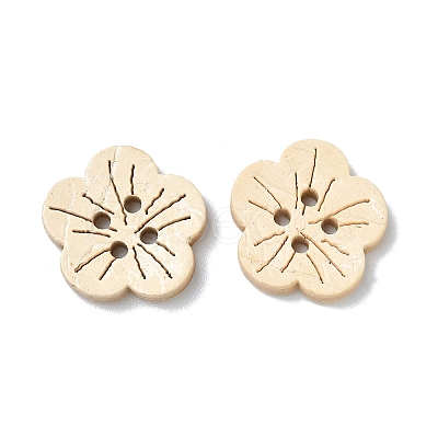 Carved 4-hole Basic Sewing Button in Flower Shape NNA0YYS-1