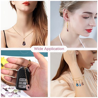 30Pcs 5 Colors Rack Plating Golden Tone Alloy Pendants ENAM-SZ0004-06-1