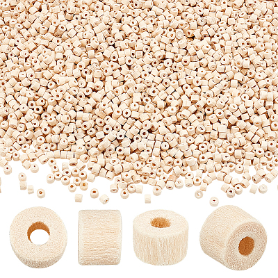 AHADERMAKER 3000Pcs Undyed Natural Wood Tube Beads WOOD-GA0001-32-1