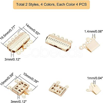 32PCS 2 Style 304 Stainless Steel Box Clasps STAS-UN0025-06-1