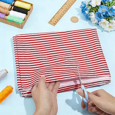 Cotton Fabric with Strip Pattern DIY-PH0037-96C-1