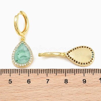 Brass Micro Pave Cubic Zirconia Hoop Dangle Earrings KK-CBA8324-11G-04-1