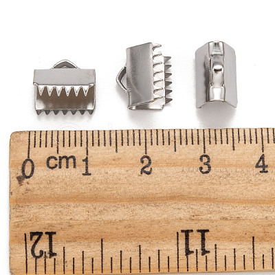 Tarnish Resistant 304 Stainless Steel Ribbon Crimp Ends X-STAS-Q187-01-1