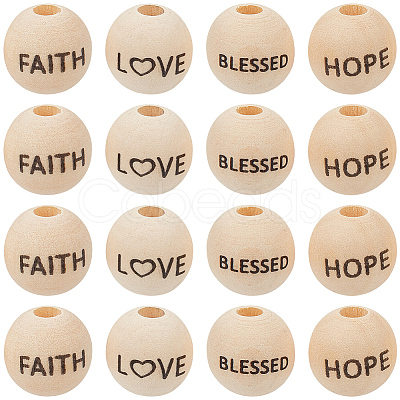 40Pcs 4 Styles Schima Wood European Beads WOOD-PA0001-44-1