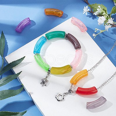 40Pcs 10 Colors Acrylic Beads SACR-SC0001-04-1