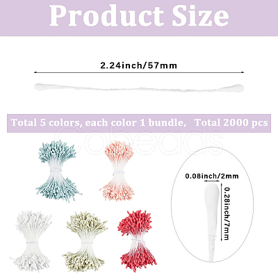 5 Bundles 5 Colors Gypsum with Cotton Cord Artificial Flower Core DIY-GF0014-07B-1