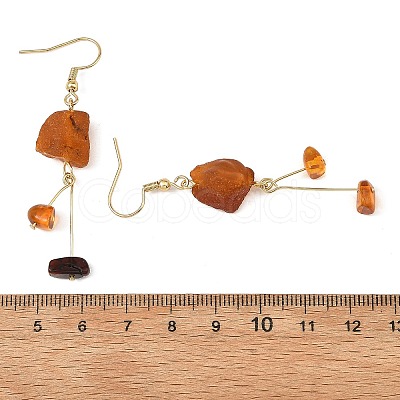 Natural Amber Nuggets Dangle Earrings EJEW-JE07523-1