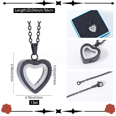 1Pc Stainless Steel Heart Pendant Urn Ashes Necklaces NJEW-CN0001-17B-1