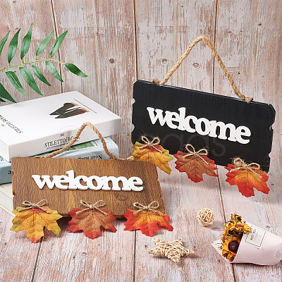 2Pcs 2 Color Wooden Doorplate Decorations AJEW-CF0001-10-1