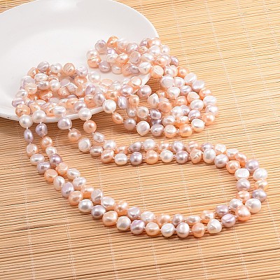 Natural Pearl Nuggets Beaded Necklace NJEW-P126-B-01C-01-1