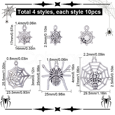 40Pcs 4 Style Tibetan Style Alloy Pendants TIBE-SC0001-85-1