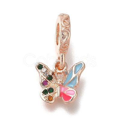 Rack Plating Alloy Rhinestone European Dangle Charms PALLOY-P307-09RG-1