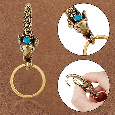 Elephant Brass Synthetic Turquoise Lobster Claw Clasps KK-WH20002-20C-1