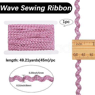 3 Rolls Polyester Glitter Wavy Fringe Trim Ribbon OCOR-GF0004-45A-1