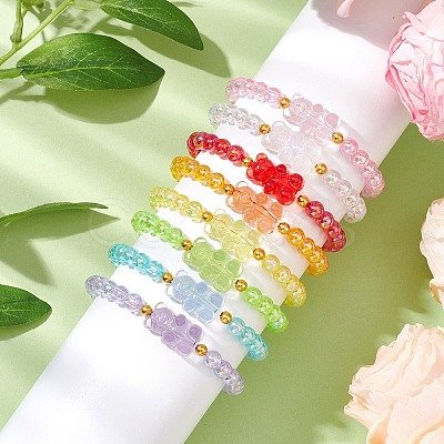 8Pcs 8 Colors Acrylic Beaded Stretch Bracelet Sets BJEW-JB11236-1