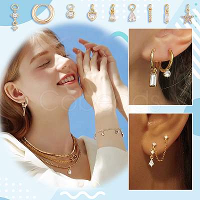 Brass Huggie Hoop Earrings Making Kits GLAA-PH0033-52-1