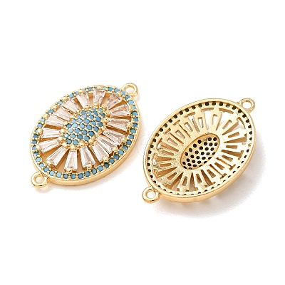 Brass Micro Pave Cubic Zirconia Connector Charms CU-CBA4579-03G-E-1